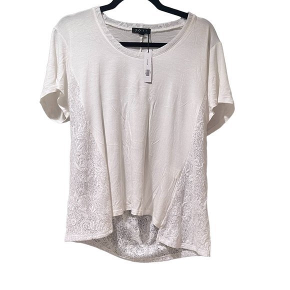 Women's NWT JOIA NYC White Lace Back Hi Lo Hem Shirt Size Large - Picture 1 of 6